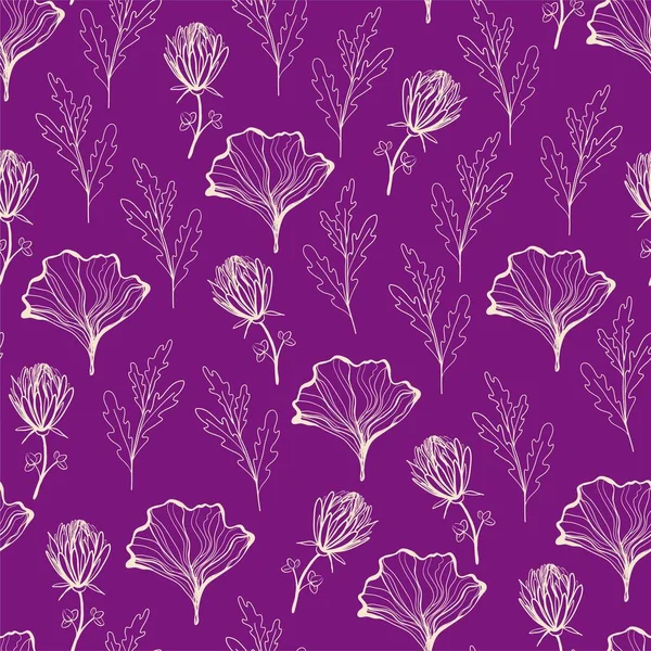 流行の色で花のシームレスなパターンをかわす。ベクターイラスト — ストックベクタ