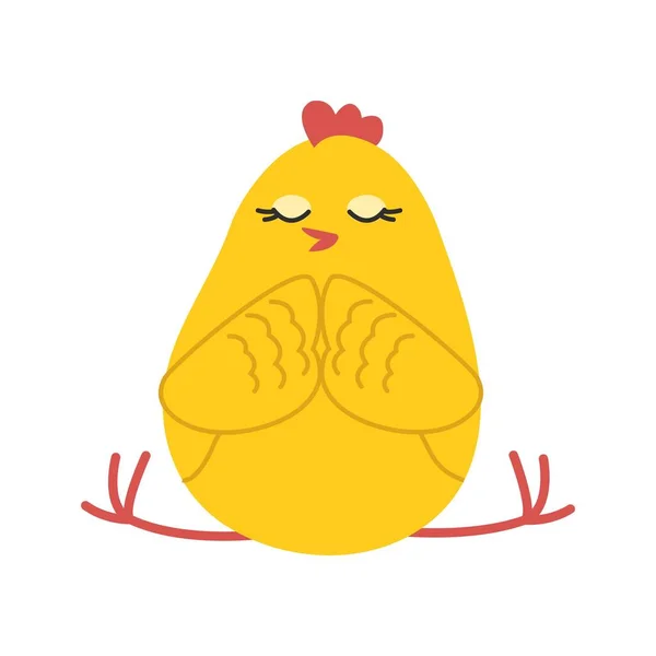 Kyckling gör yoga sittandes på tvinnat garn. Vektorillustration — Stock vektor