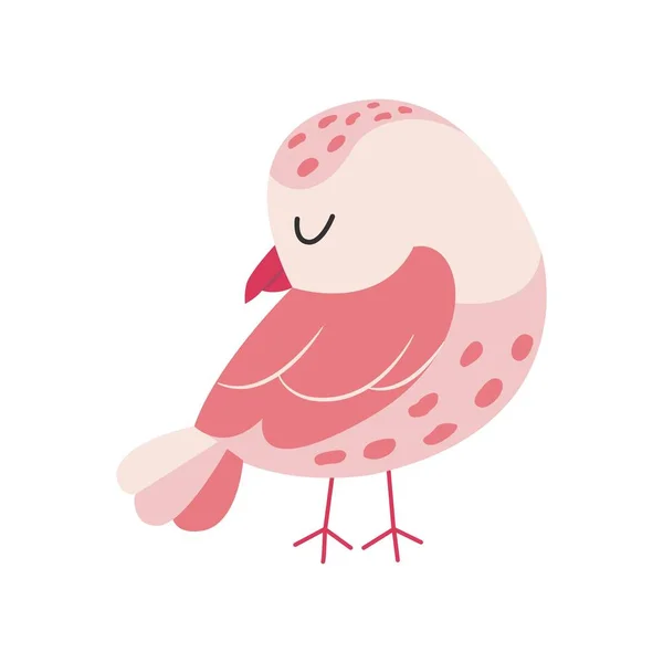 Cute little pink bird. Exotic bird. Vector illustration.