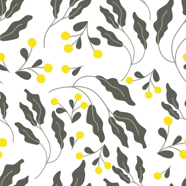Motif Floral Sans Couture Feuilles Fleurs Fond Végétal Illustration Vectorielle — Image vectorielle