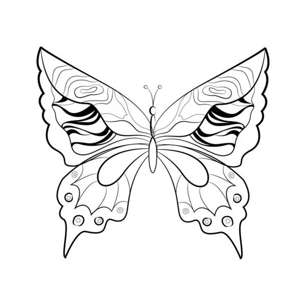 Mariposa Con Patrón Las Alas Insectos Exóticos Estampado Para Tatuaje — Vector de stock