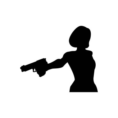 Silhouettes of woman with weapons in their hands. Vector illustration is simple.