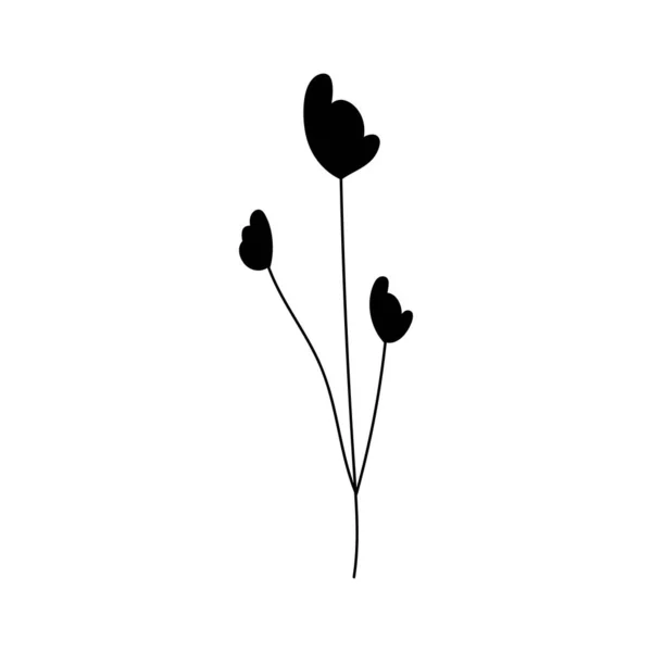 Illustration Flower Silhouette Twig Flowers Leaves Vector Illustration Floral Print — Vetor de Stock