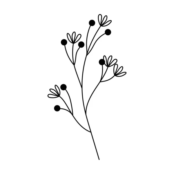 Illustration Flower Silhouette Twig Flowers Leaves Vector Illustration Floral Print — Archivo Imágenes Vectoriales