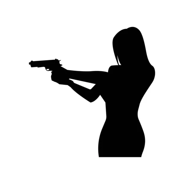Silhouettes Woman Weapons Hands Vector Illustration Simple — Stock Vector