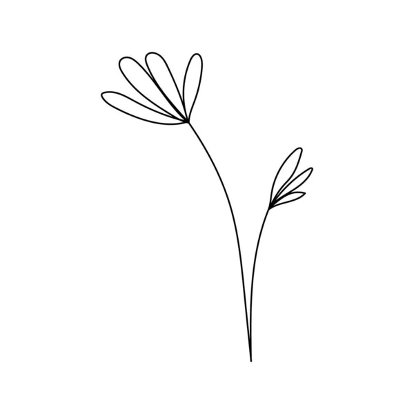 Illustration Flower Silhouette Twig Flowers Leaves Vector Illustration Floral Print — Διανυσματικό Αρχείο