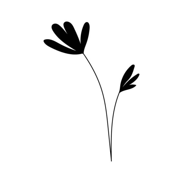 Bir Çiçek Tasviri Yapraklı Çiçekli Bir Dal Silueti Vektör Çizimi — Stok Vektör