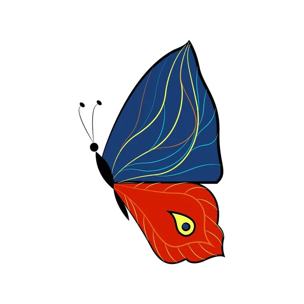 Метелик Екзотична Крилата Комаха Векторні Ілюстрації Кольоровий Метелик Великими Крилами — стоковий вектор