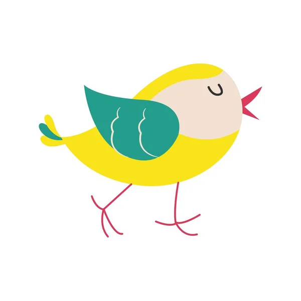 Смішний Птах Жовтого Зеленого Кольору Векторні Ілюстрації Природа Птахи Орнітологія — стоковий вектор