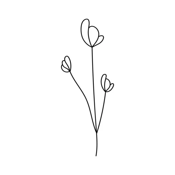 Illustration Flower Silhouette Twig Flowers Leaves Vector Illustration Floral Print — Stok Vektör