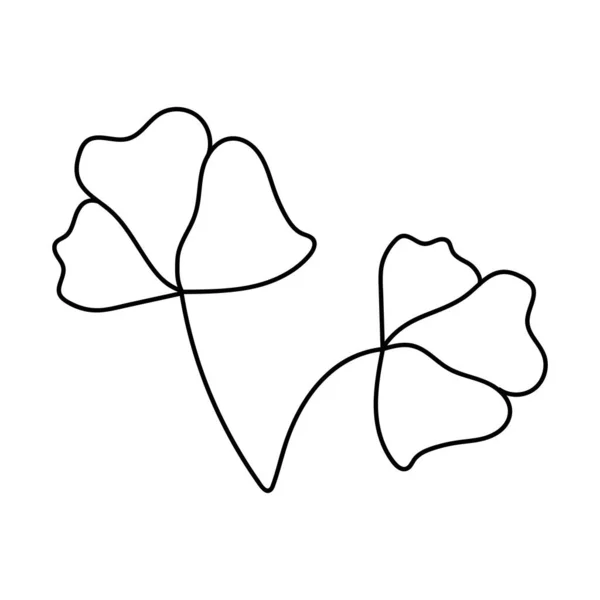 Illustration Flower Silhouette Twig Flowers Leaves Vector Illustration Floral Print — Stock Vector