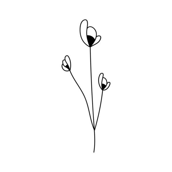Ілюстрація Квітки Силует Гілки Квітами Листям Векторні Ілюстрації Квітковий Принт — стоковий вектор