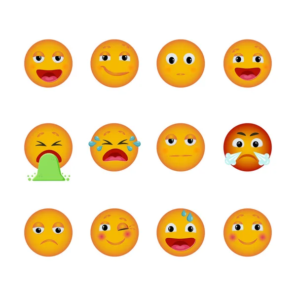 Een Set Emoji Emoticons Met Verschillende Emoties Vector Gradiënt Emoji — Stockvector