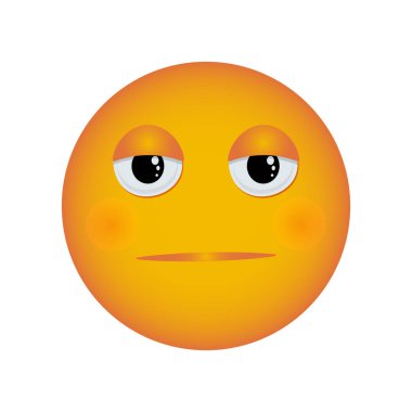 Gülümsemeden Emoji, şaşkın gülümseme. Yuvarlak gülücük ve eğim. Sosyal ağlar için vektör simgesi izole edildi.