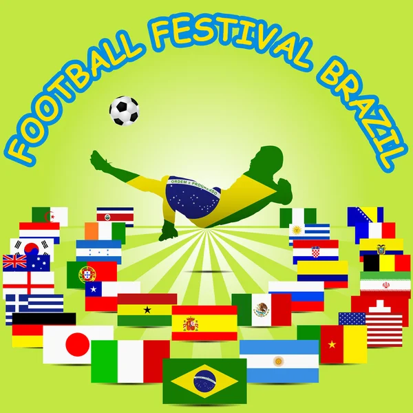 Tournoi mondial de football, Brésil — Image vectorielle