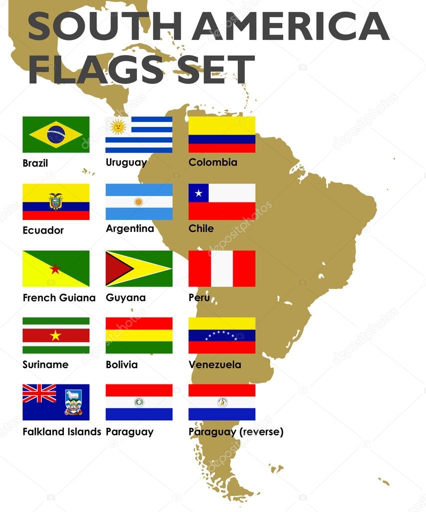 South America's vector flags set, vector