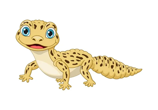 Ilustración Vectorial Cartoon Lindo Gecko Leopardo Amarillo — Vector de stock