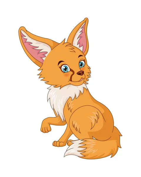 Vector Illustration Cute Fox Cartoon White Background — Stock Vector