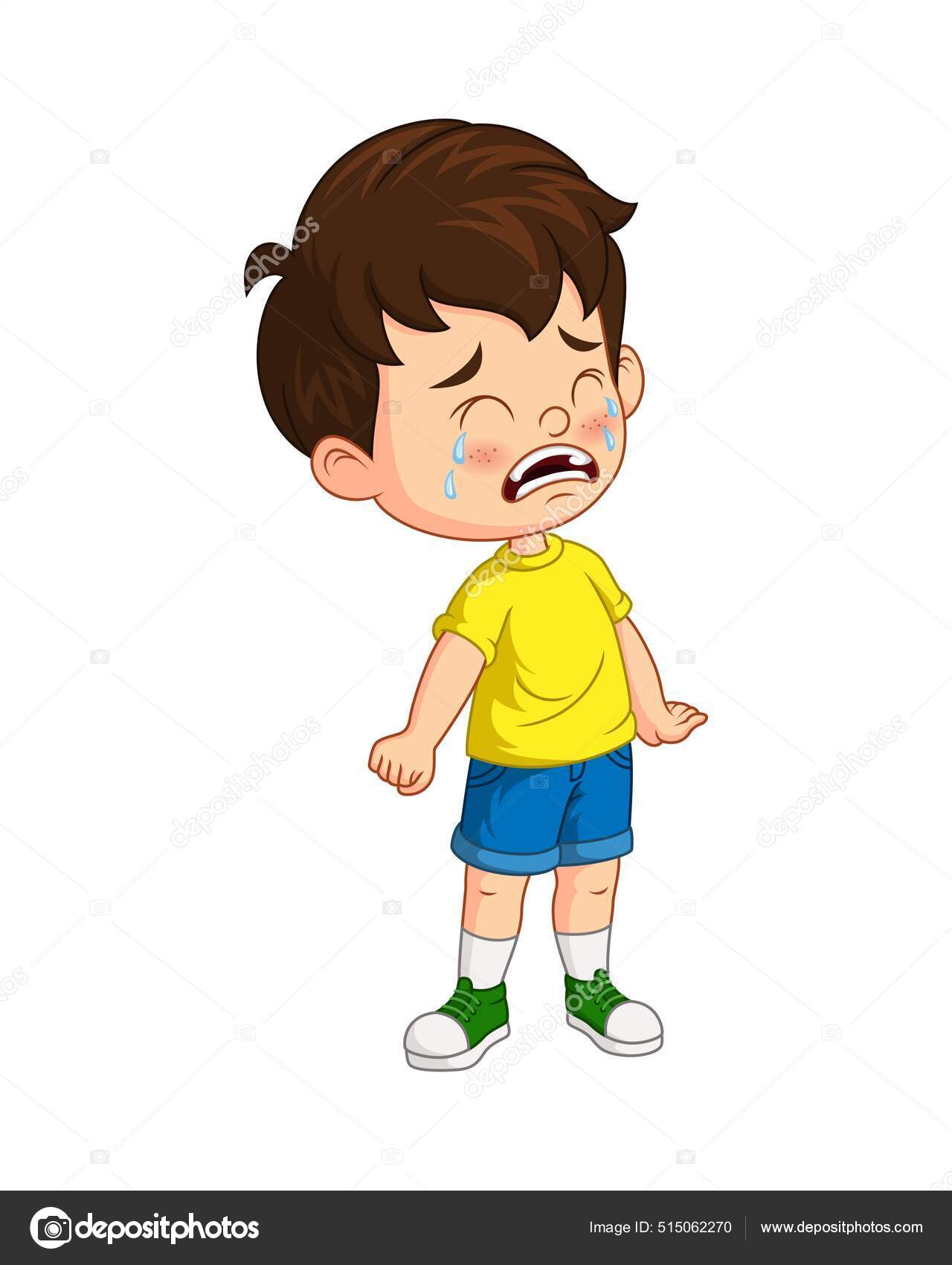Vector Illustration Cartoon Cute Little Boy Crying Stock Illustration