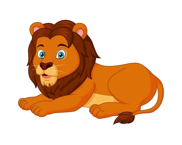 Vector Illustration Cute Lion Cartoon Lying — Stock Vector