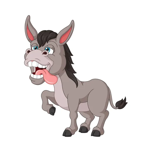 Vector Illustration Crazy Donkey Cartoon White Background — Stock Vector