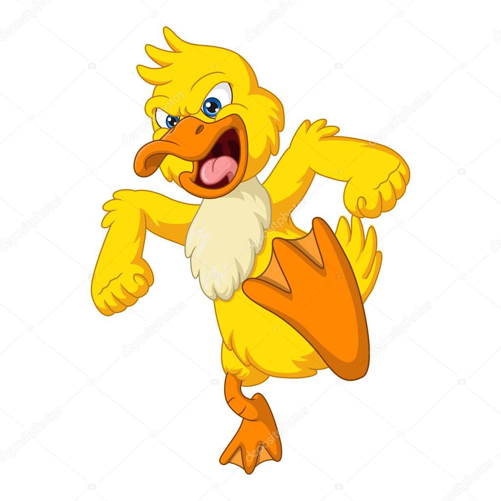 vector illustration of Angry yellow duck cartoon mascot