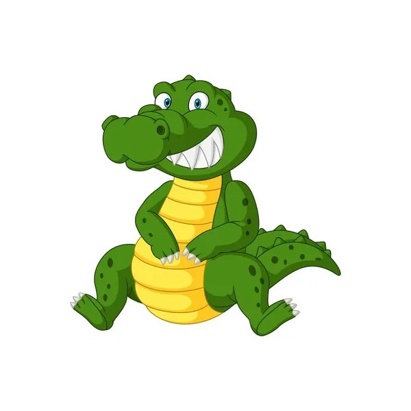 Vector Illustration Cute Angry Crocodile Cartoon Sitting — Stock Vector