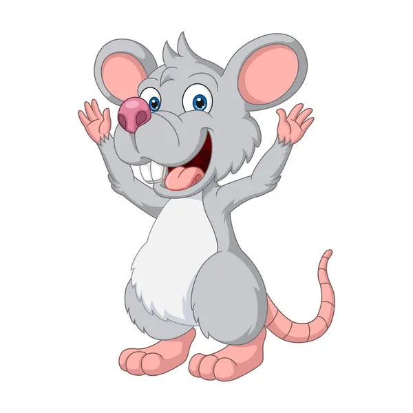 Vector Illustration Cute Rat Cartoon Raising Hands — Stock Vector