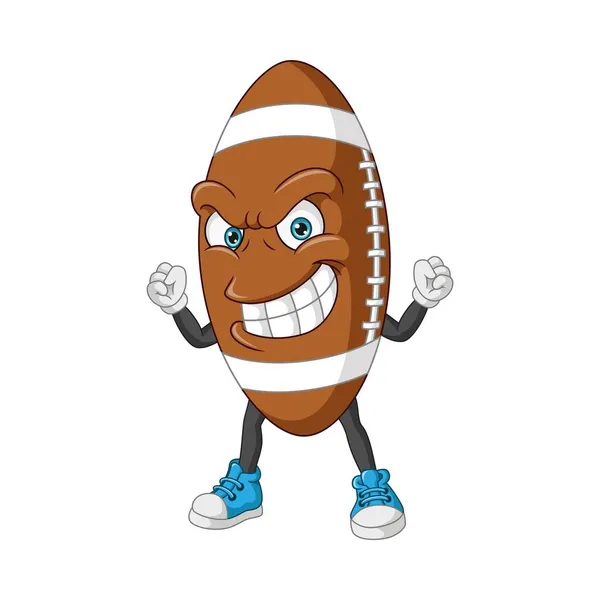 Vector Illustration Von Cartoon Wütend Rugby Ball Maskottchen — Stockvektor