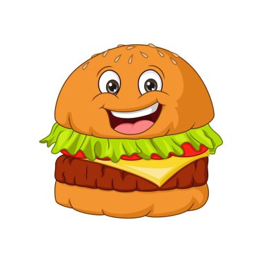 Çizgi film karakteri, şirin hamburger maskotu.