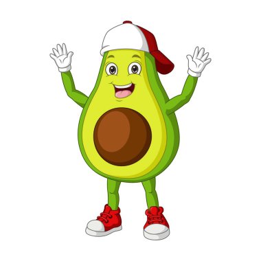 Mutlu Avokado Çizgi Filminin Vektör İllüstrasyonuName