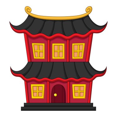 Beyaz arka planda Çin binasının vektör illüstrasyonu
