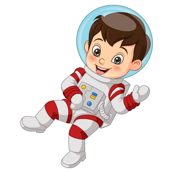 Astronot Kostümü Giymiş Şirin Bir Çocuğun Vektör Çizimi — Stok Vektör