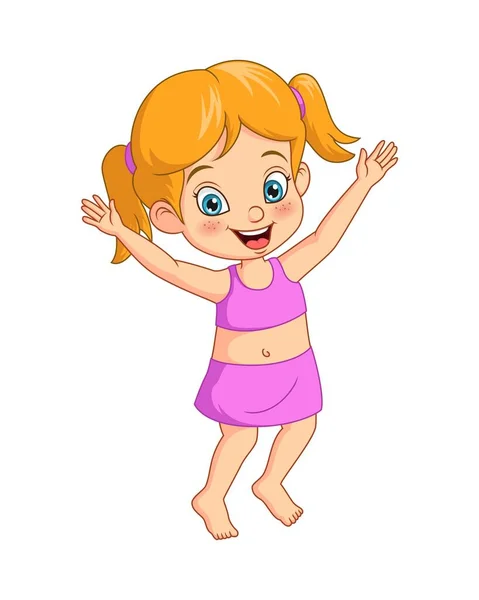 Vektor Illustration Von Cartoon Mädchen Badeanzug — Stockvektor