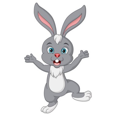 Küçük şirin tavşan pozunun vektör çizimi