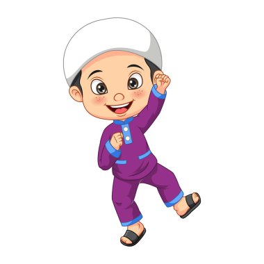 Mutlu Müslüman çocuk pozunun Vektör İllüstrasyonu