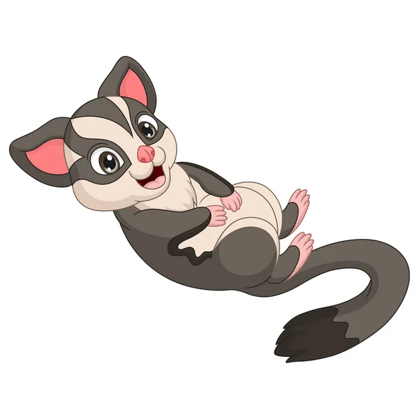 Vector Illustration Cartoon Funny Sugar Glider Posing - Stok Vektor