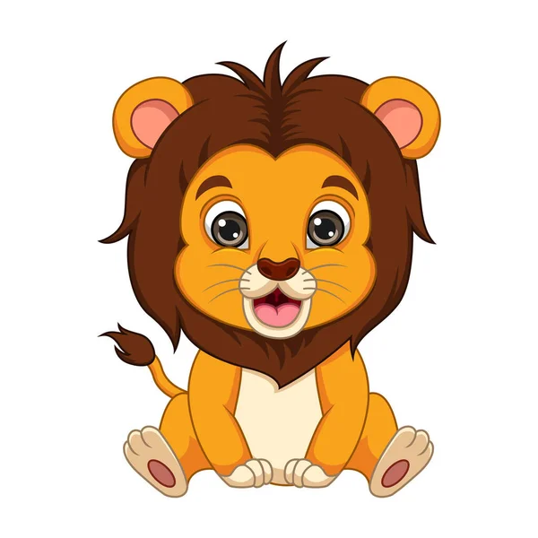 Vector Illustration Cute Baby Lion Cartoon Sitting — Stock Vector