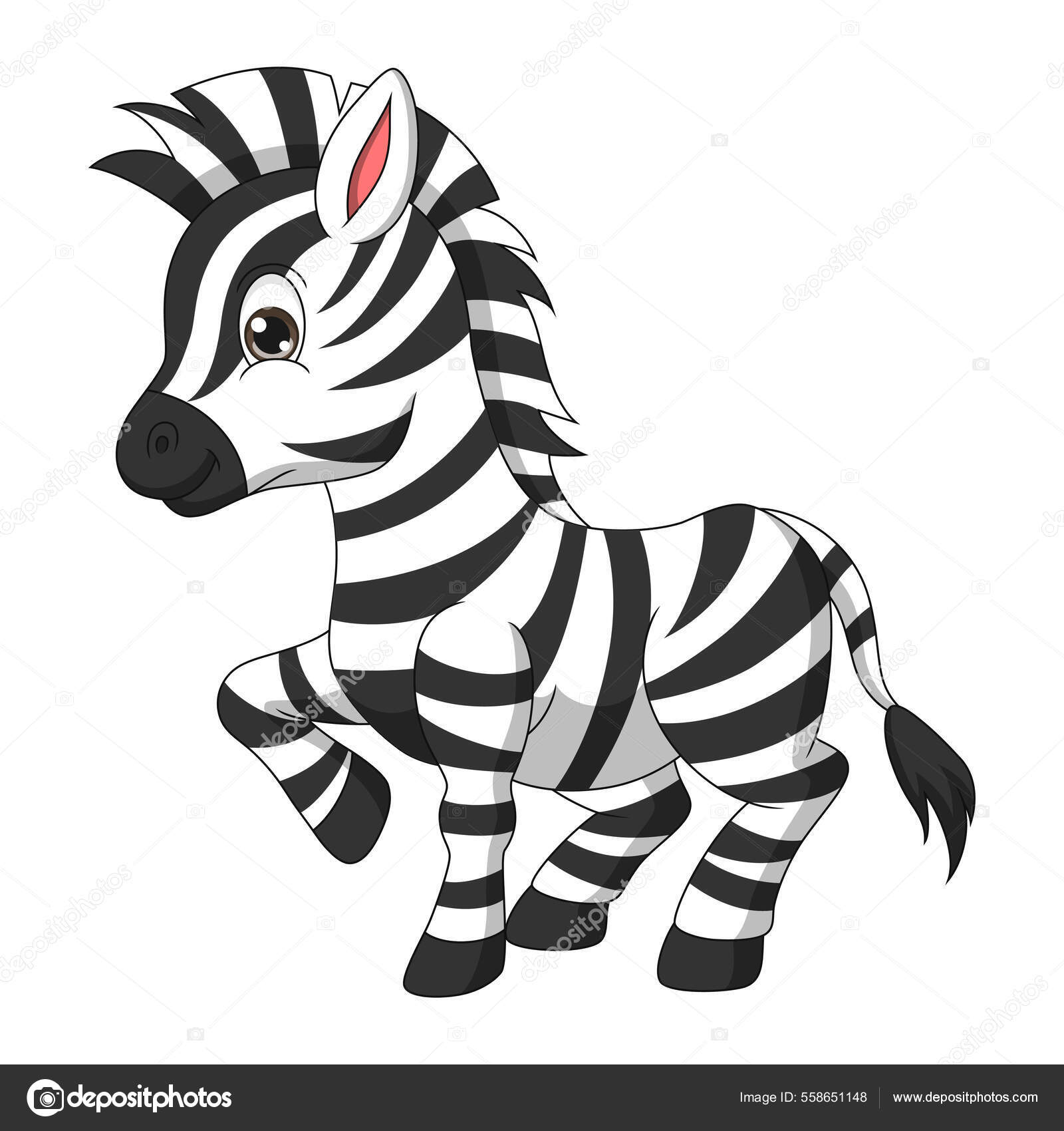 Vektor Illustration Sød Zebra Tegneserie Hvid Baggrund Stockvektor af  ©Mimosastudio 558651148, image size:1600x1700