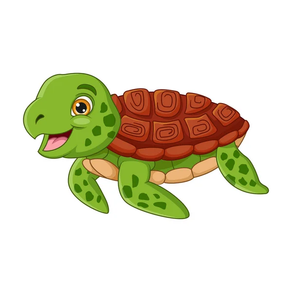Vector Illustration Cartoon Turtle White Background — Stock Vector