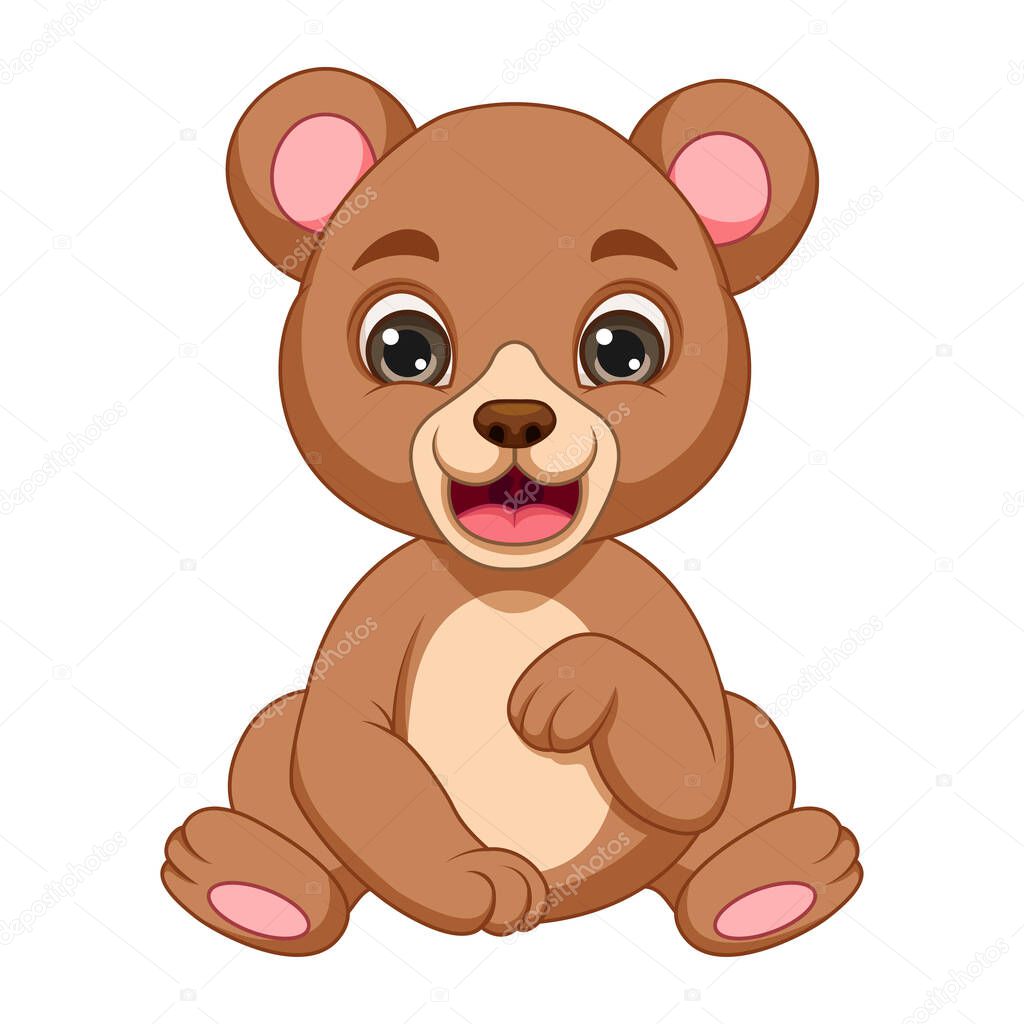 Vector Illustration of Cartoon funny baby bear sitting
