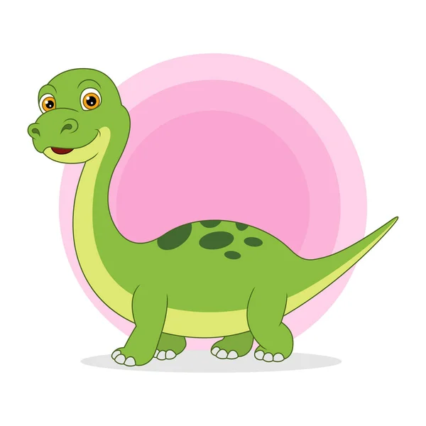 Vector Illustration Cartoon Funny Little Brontosaurus Dinosaur — Stock Vector