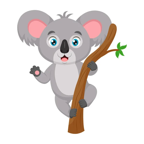 Vector Illustratie Van Schattige Baby Koala Cartoon Boom Tak — Stockvector