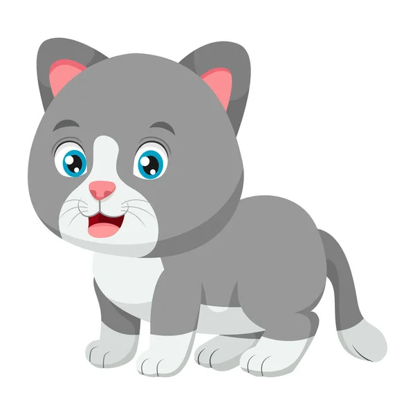 Vector Illustration Cute Cat Cartoon White Background — Stock Vector