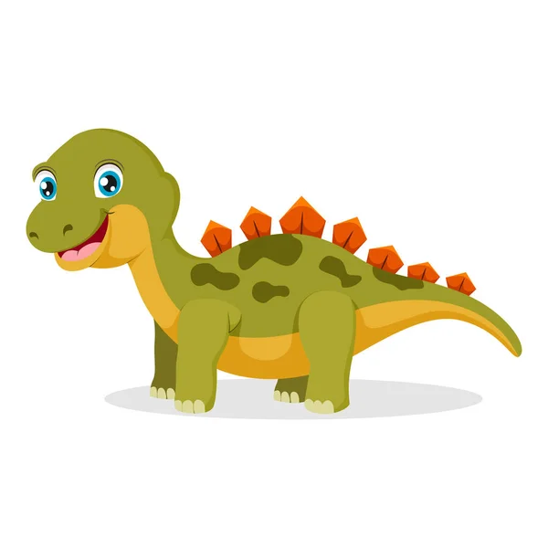 Vector Illustration Cute Stegosaurus Cartoon White Background — Stock Vector