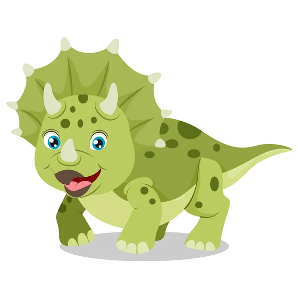Vector Illustration Cute Green Triceratops Dinosaur Cartoon — vektorikuva