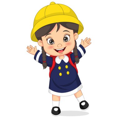 Vector Illustration of Cute elementary japanese school girl posing