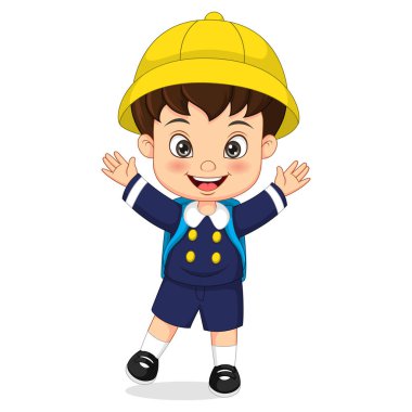 Vector Illustration of Cute elementary japanese school boy posing