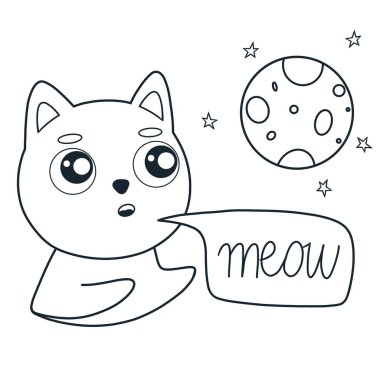 boyama sayfası - kedi aya miyavlıyor