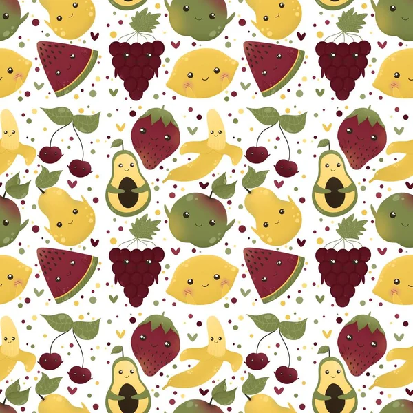Padrão Colorido Bonito Com Frutas — Fotografia de Stock